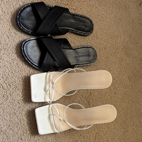 Wild Diva Shoes - Wild Diva Women’s Black and Cream Sandals